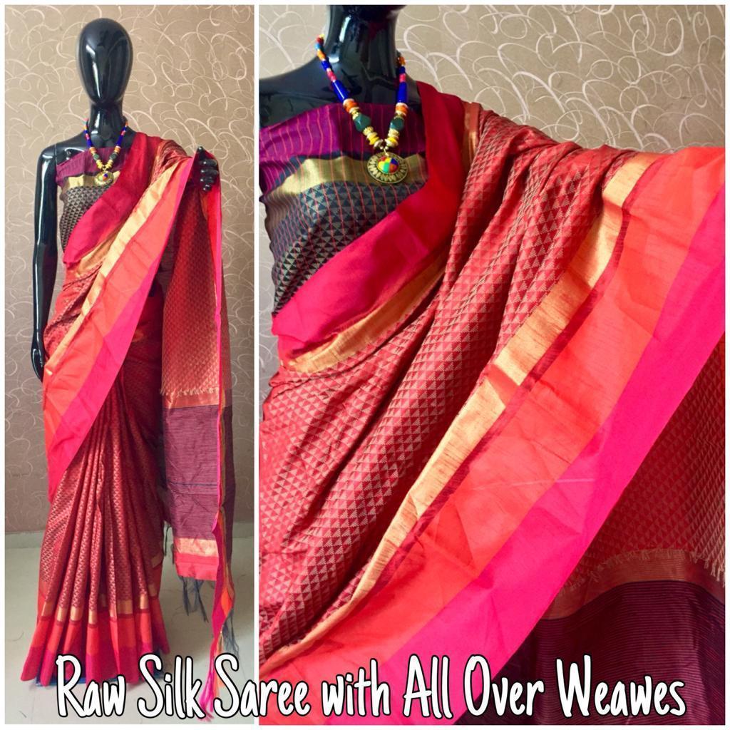 Multi Raw Silk Saree