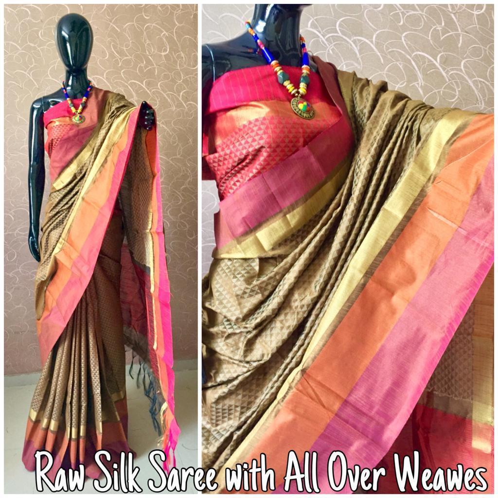 Multi Raw Silk Saree