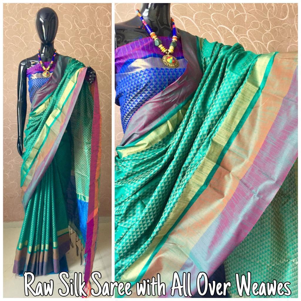 Multi Raw Silk Saree