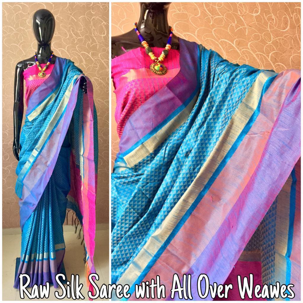 Multi Raw Silk Saree