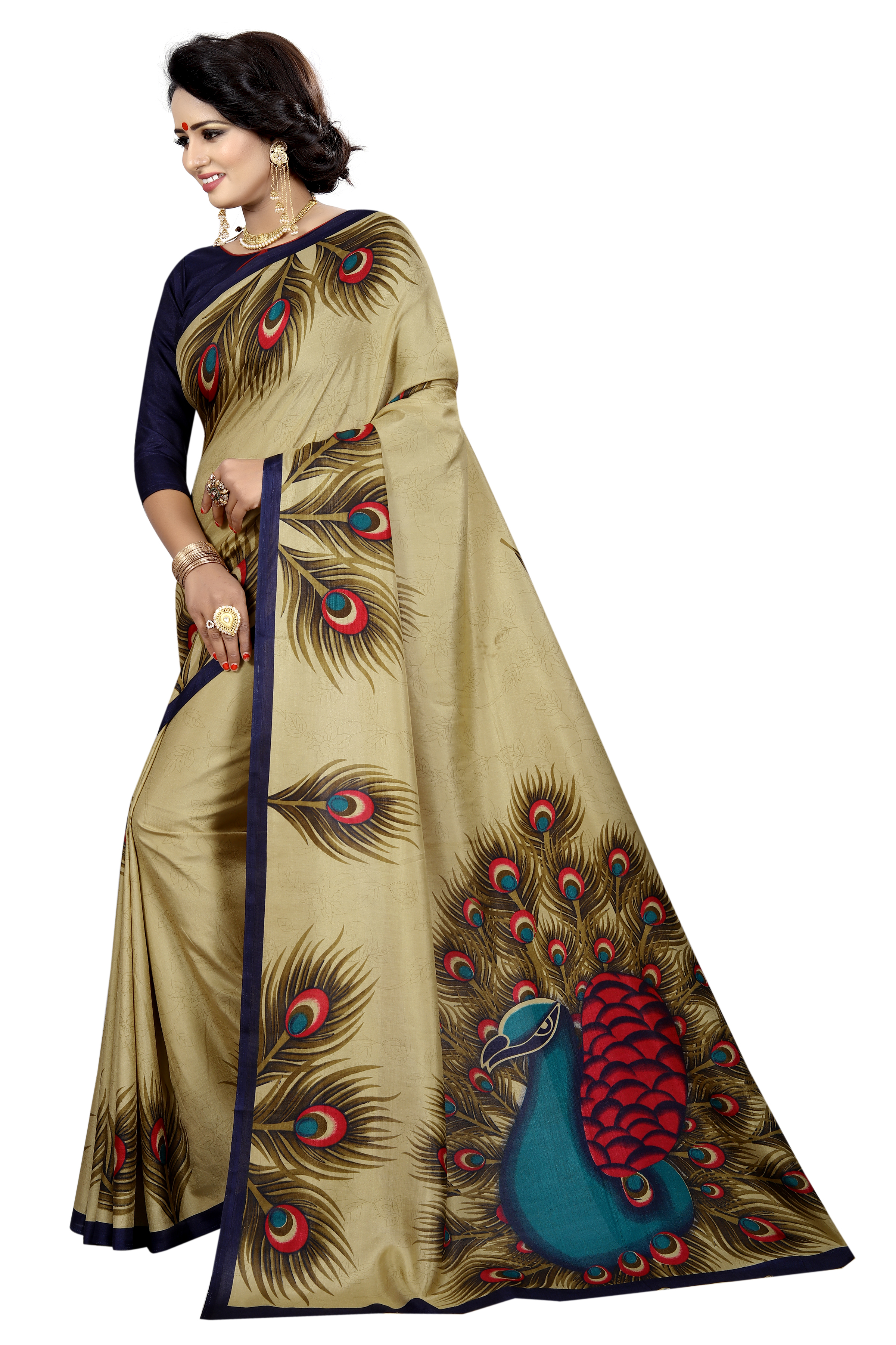 Maalgudi Silk Saree - Art Silk Fabric, 5.50 Mtrs Length, Multicolour Design | Includes 0.80 Mtrs Blouse For Versatile Styling