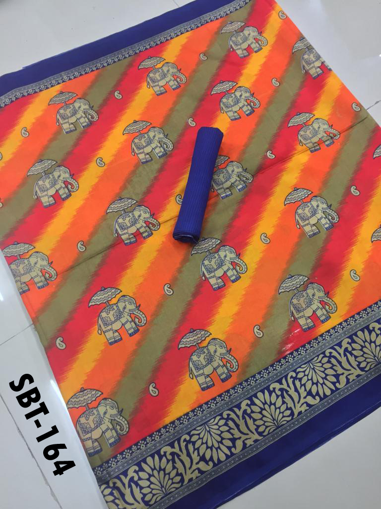 Art Silk Saree - 5.5 Mtr Length, 0.8 Mtr Blouse | Multicolor, Soft Cotton Silk Material