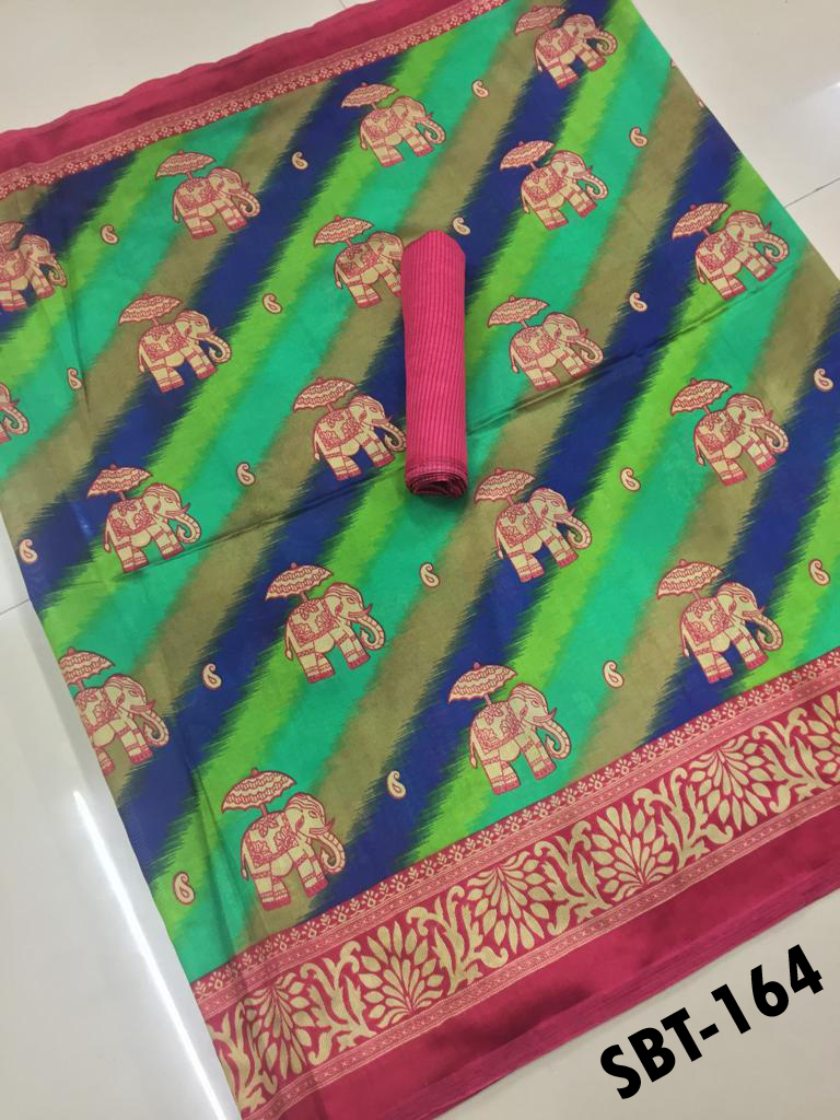 Art Silk Saree - 5.5 Mtr Length, 0.8 Mtr Blouse | Multicolor, Soft Cotton Silk Material