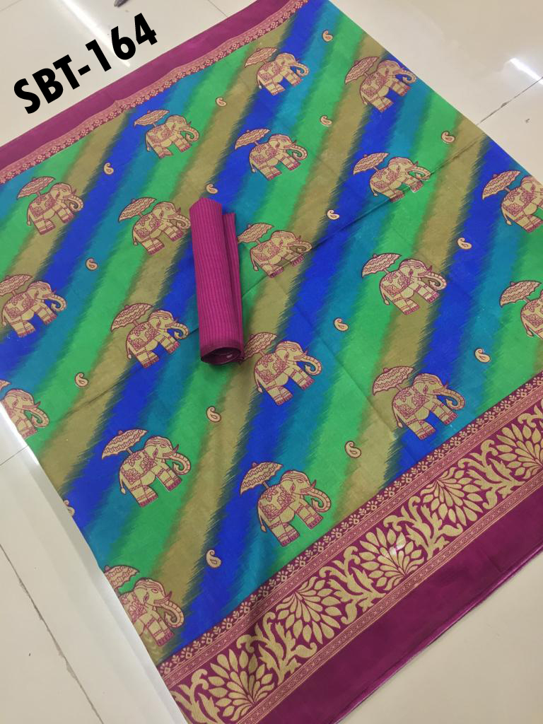 Art Silk Saree - 5.5 Mtr Length, 0.8 Mtr Blouse | Multicolor, Soft Cotton Silk Material
