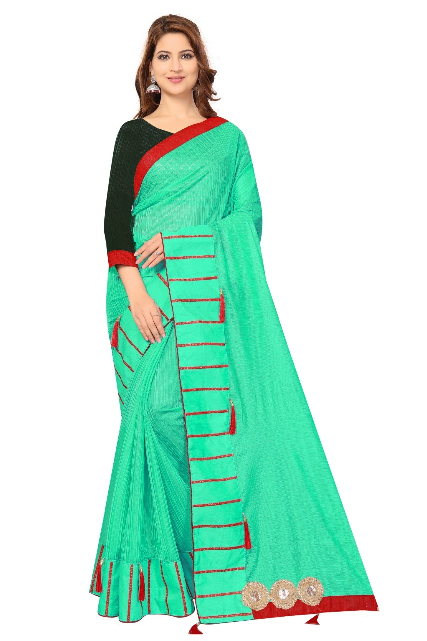 Pure Soft Polyester Saree With Beautiful Embroidery Design - 5.5 Mtr Length, Multicolour, Resam Embroidery, Laces Closure, Cotton Silk Blend