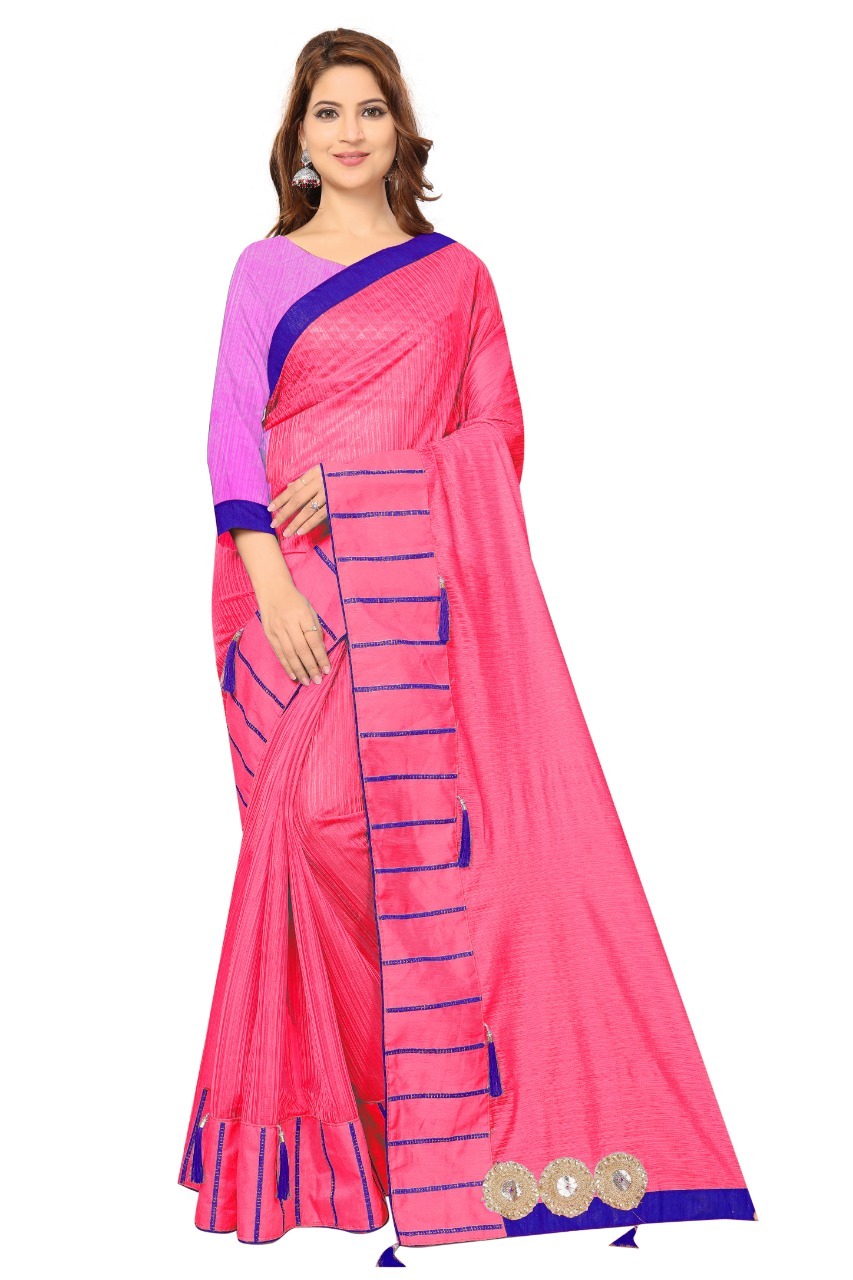 Pure Soft Polyester Saree With Beautiful Embroidery Design - 5.5 Mtr Length, Multicolour, Resam Embroidery, Laces Closure, Cotton Silk Blend