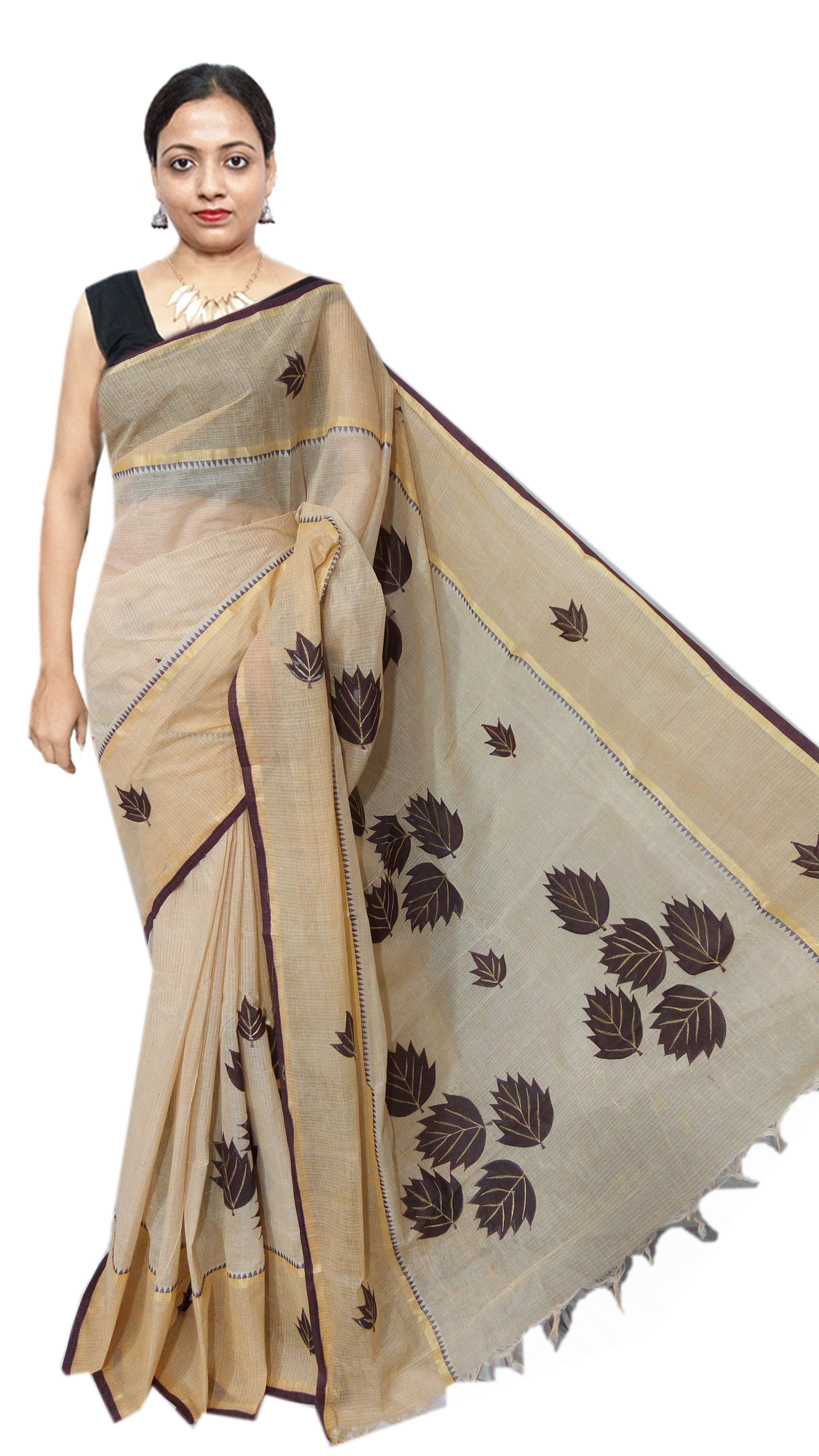 Blue Cotton Appliqe Saree