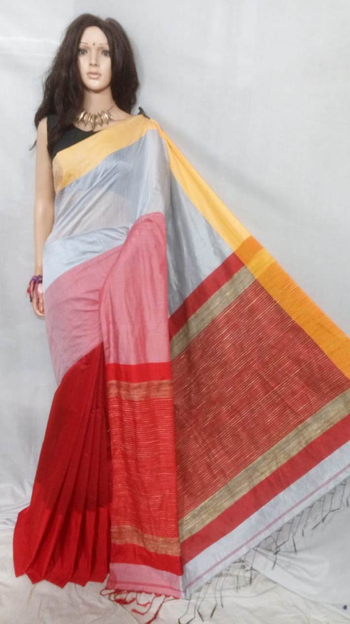 Handloom Cotton Silk Saree - 6.5 M With Blouse Piece, Checked Pattern, Lightweight Design, Handwoven Elegance For Casual & Party Wear