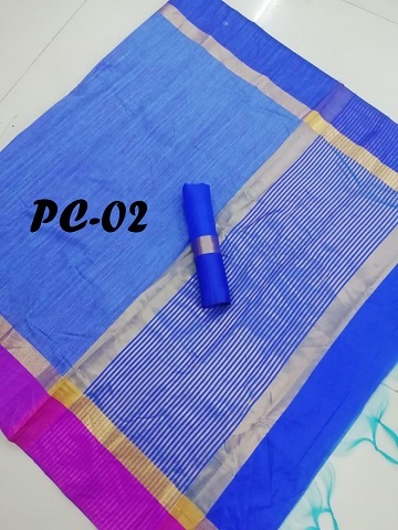 Fancy Cotton Saree - Medium Soft Cotton, 5.5 Mtr Length, Multicolour Striped Pattern, Lace Closure, Zari Work | Indian Style Fashion Statement