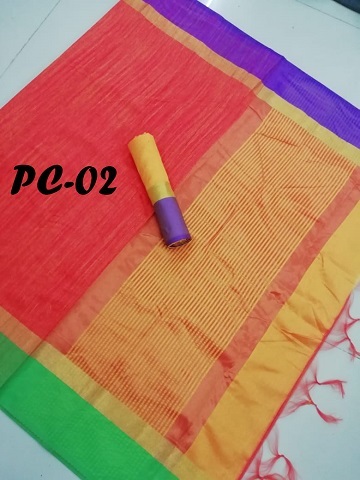 Fancy Cotton Saree - Medium Soft Cotton, 5.5 Mtr Length, Multicolour Striped Pattern, Lace Closure, Zari Work | Indian Style Fashion Statement