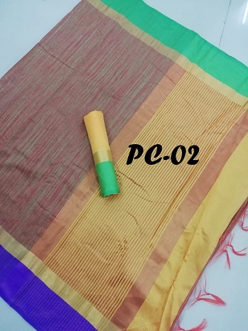 Fancy Cotton Saree - Medium Soft Cotton, 5.5 Mtr Length, Multicolour Striped Pattern, Lace Closure, Zari Work | Indian Style Fashion Statement