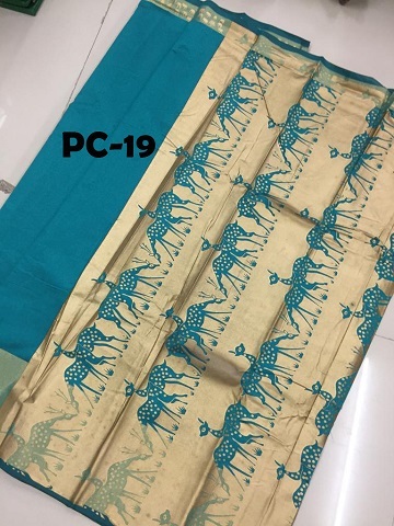 Soft Poly Silk Saree - Cotton Silk, 5.5 Mtr Length, Multicolor Printed Design | Elegant South Indian Style