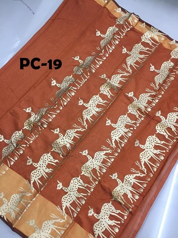 Soft Poly Silk Saree - Cotton Silk, 5.5 Mtr Length, Multicolor Printed Design | Elegant South Indian Style