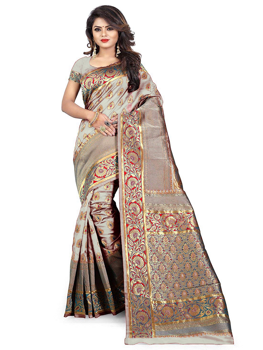 Silk Weaving Saree - Cotton Silk Fabric 5.5 Mtr Length, Multicolor Art Silk Design, Elegant Indian Style