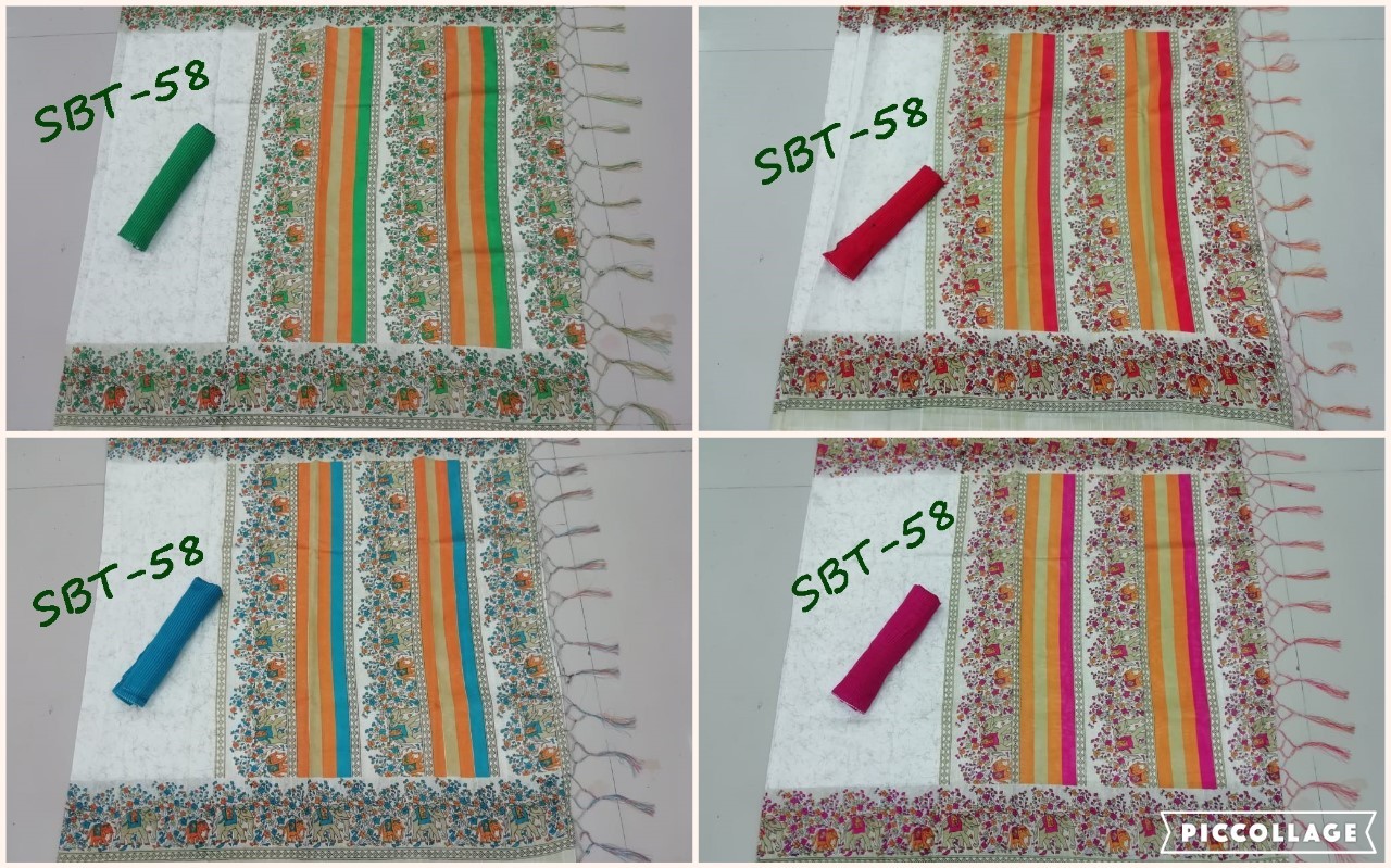 Fancy Art Silk Printed Saree - Art Silk Fabric 5.5 Mtr Length Multicolour Floral Pattern | Laces Closure Sequin Work 0.8 Mtr Blouse Length