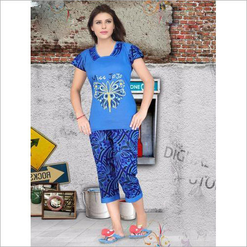 Blue Ladies Fancy Night Suit