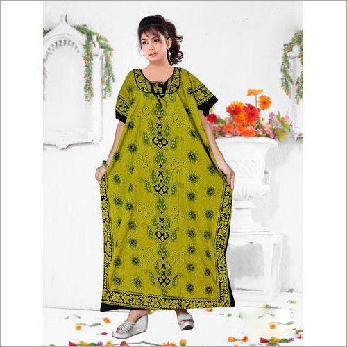 Ladies Cotton Nighty - Customized Size , Short Sleeves, Printed Design for All Seasons