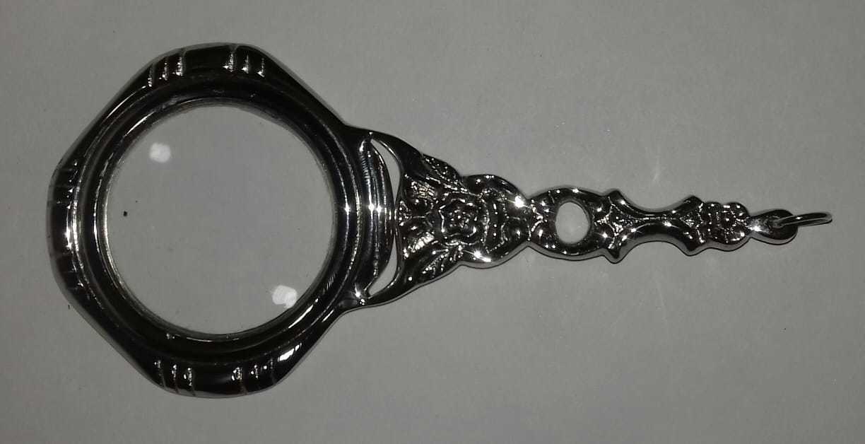 Antique Handheld Magnifier - Metal Construction, Nautical Style, Silver Finish | Elegant Design With Casting Technique