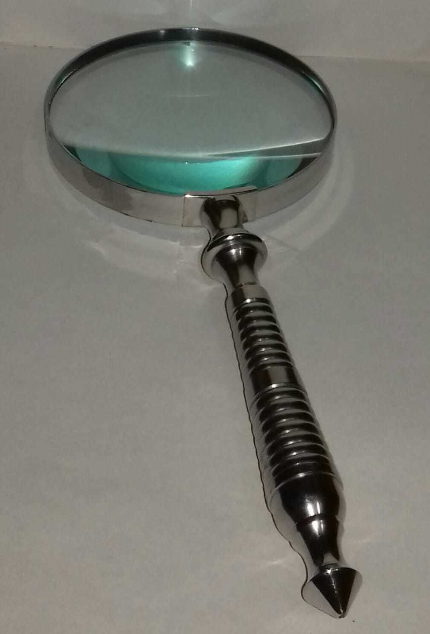 Antique Handheld Magnifier - Metal Construction, Nautical Style, Silver Finish | Elegant Design With Casting Technique