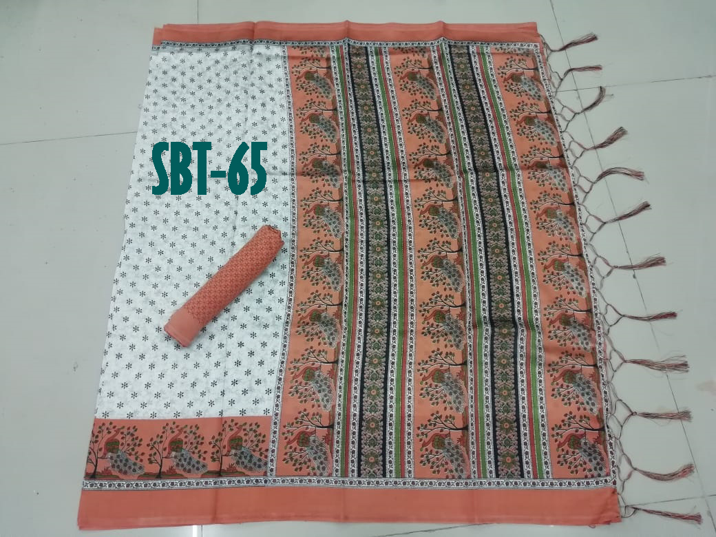 Printed Silk Saree - 5.5 Mtr Length, 0.8 Mtr Blouse | Multicolour, Art Silk Fabric, Striped Pattern, Patch Work, Lace Closure