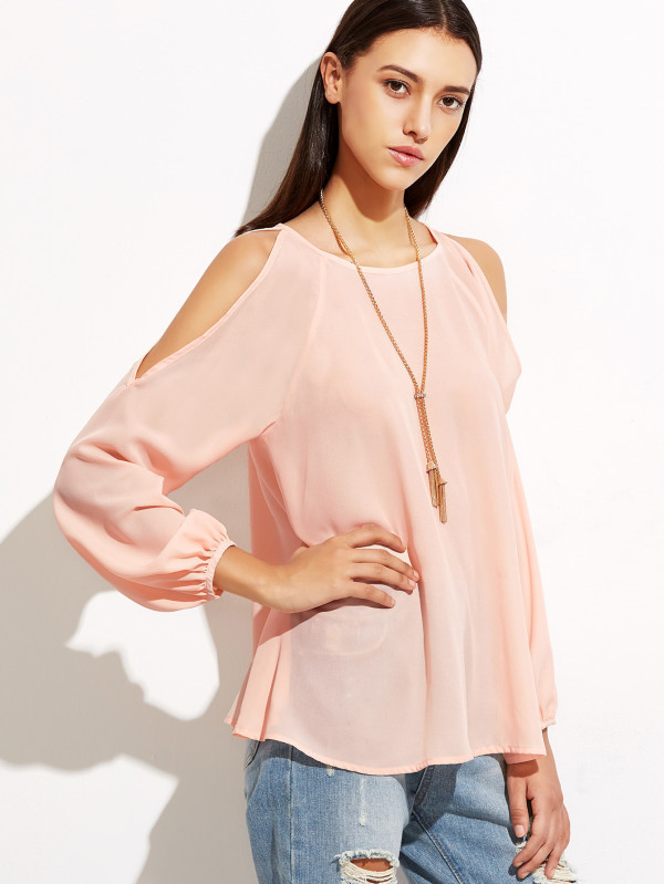 Designer Top - Crepe, Size [S, M, L, Xl], Peach Color, Full Sleeves, Plain Pattern, All Season, Printed Fabric | Trendy Look, Washable, Long-lasting