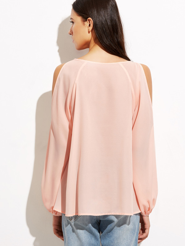Designer Top - Crepe, Size [S, M, L, Xl], Peach Color, Full Sleeves, Plain Pattern, All Season, Printed Fabric | Trendy Look, Washable, Long-lasting