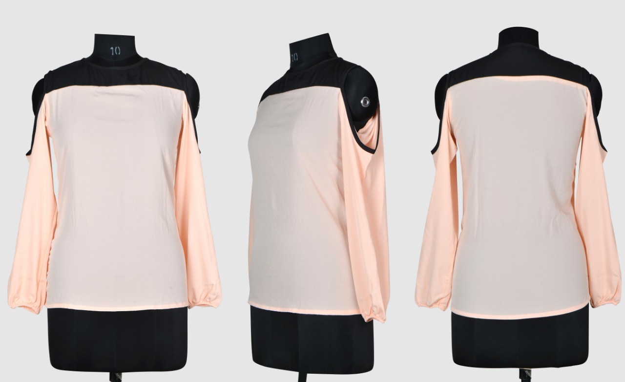 Plain Top - Crepe Material, Sizes S-m-l-xl, Peach Color | Trendy Full Sleeves Design, Easy Washable, All-season Wear