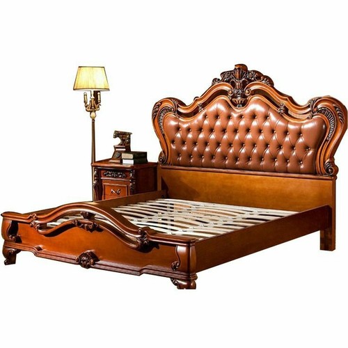 सागौन की लकड़ी का शाही भूरा बिस्तर