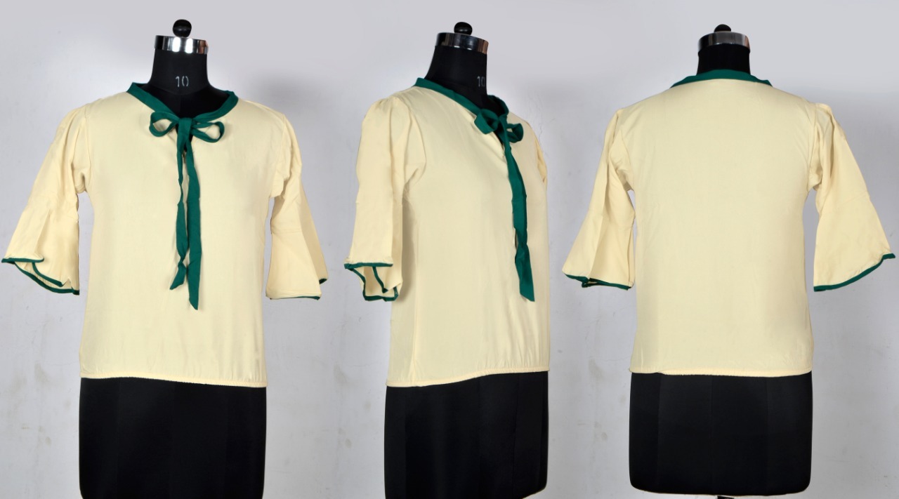 Ladies Top - Crepe Material, Size S/m/l/xl, Peach Color, Plain Pattern, All Season Wear, Printed Design, Easy To Wash, Fashionable Look