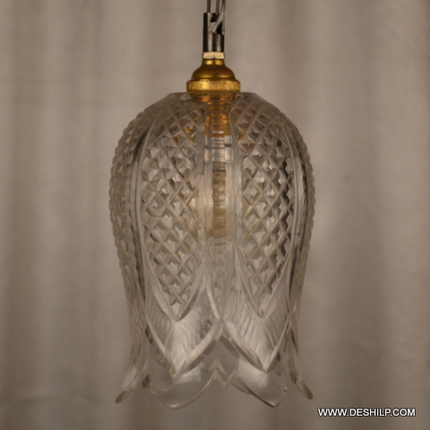 Transparent Long Cut Style Glass Wall Hanging Lamp