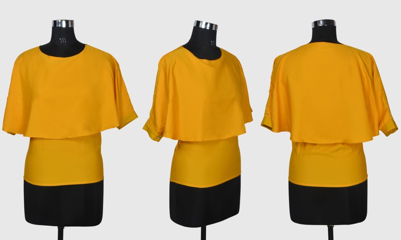 Designer Top - Crepe, Size M/l/s/xl, Yellow Color , Sleeveless, Washable, Modern Pattern For Trendy College Girls