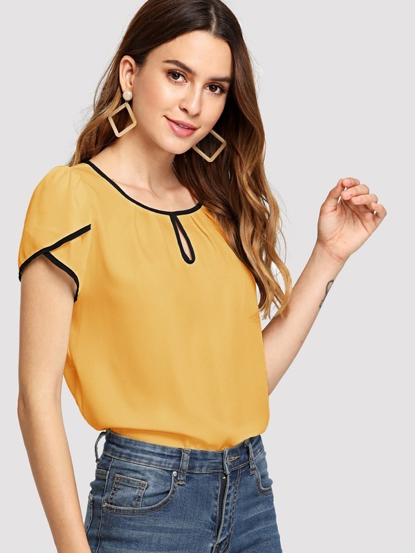 Trendy Top - Crepe Material, M & Xl Sizes, Yellow Color | Sleeveless, Washable, All-season, Plain Pattern, Modern Ethnic Design