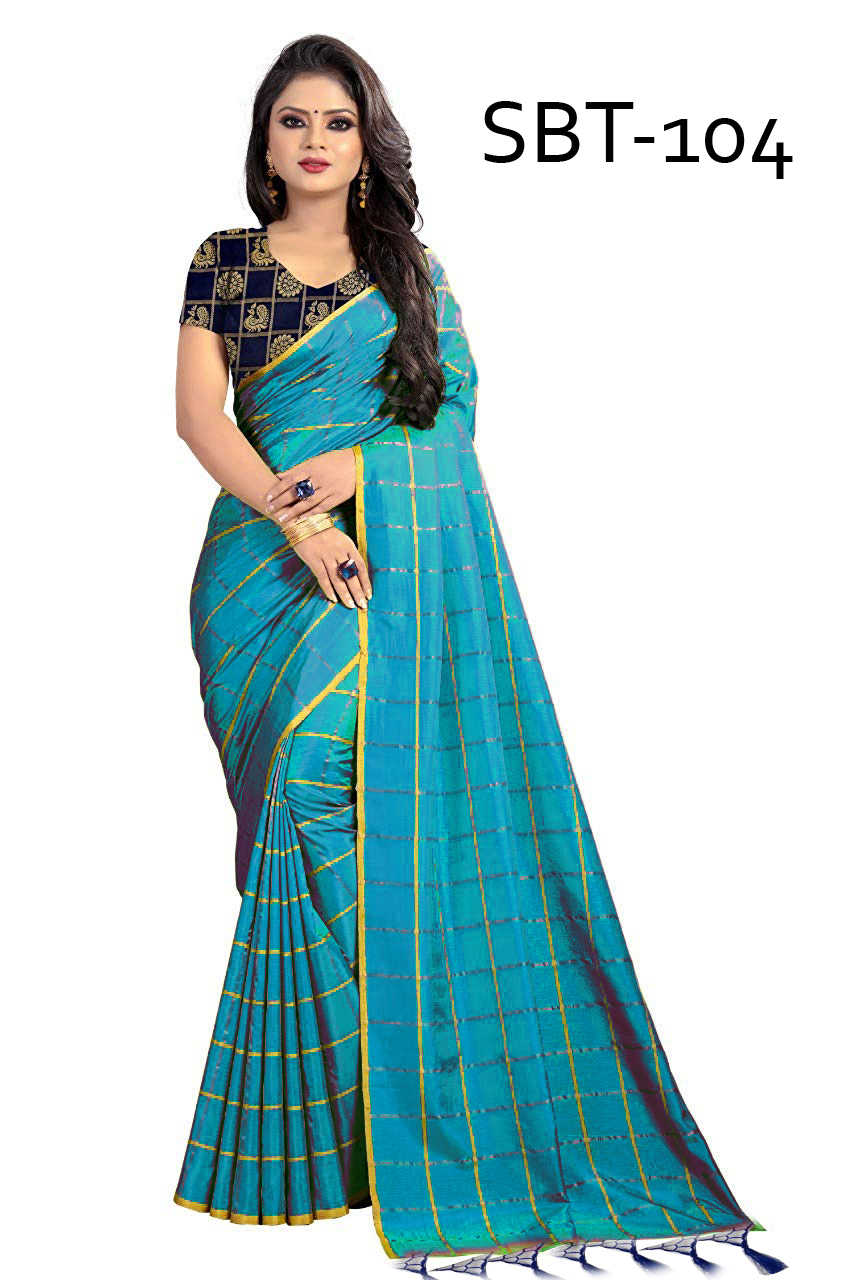 Uppada Checks Saree With Jhalar - Jacquard Fabric, 5.5 Mtr Length, Multicolor, Thread Work, Lace Closure, Checked Pattern, Indian Style