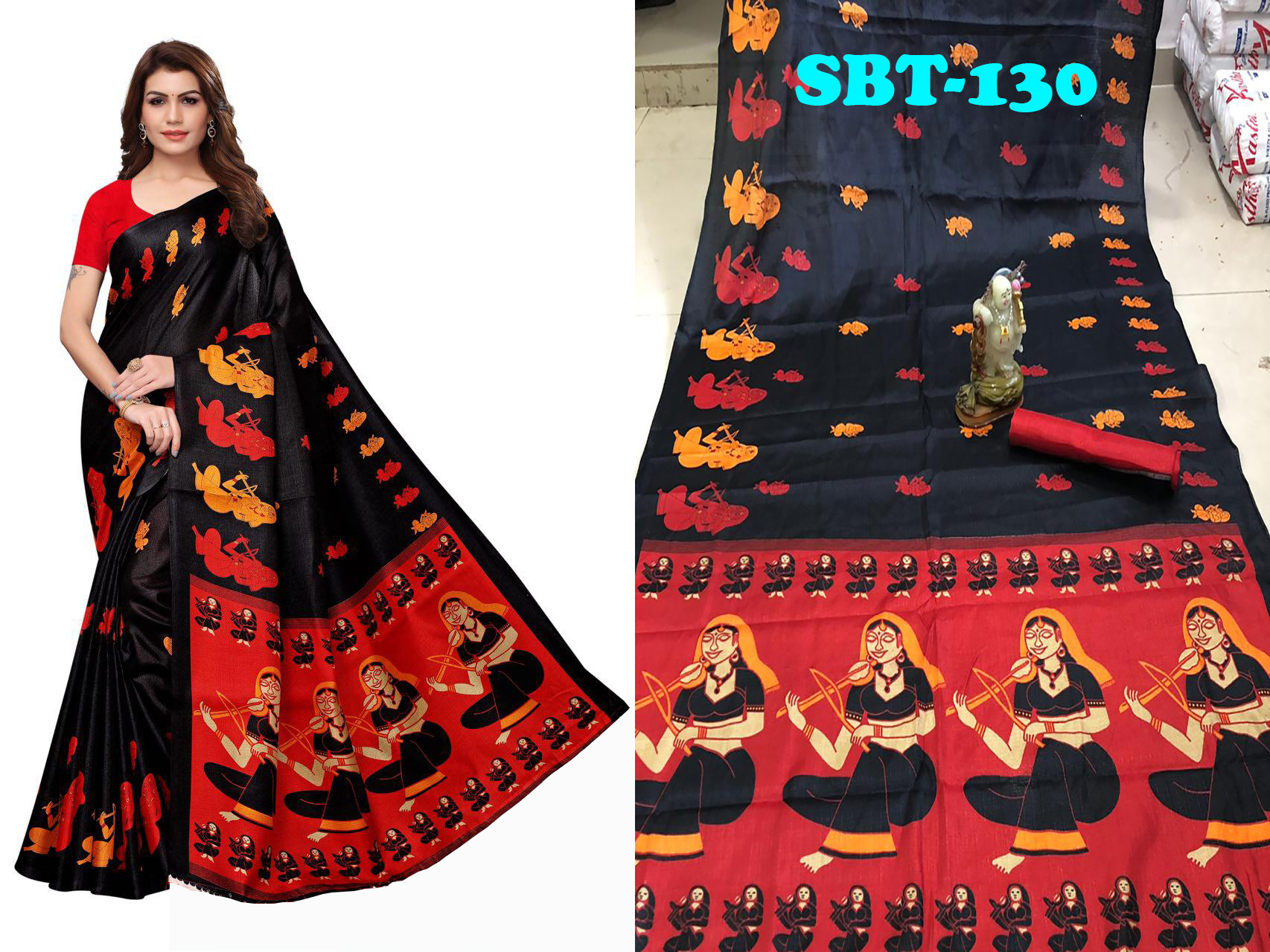 Printed Art Silk Saree - 5.5 Mtr Length, Multicolor Design | Art Silk Material, Printed Pattern, Elegant Patch Work