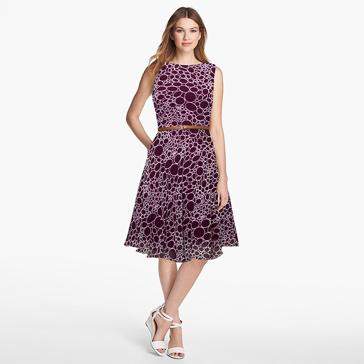 Women Western Dresses - Georgette, 38-39 Inch Length | Wine Color, Casual Dress, Sleeveless, Printed Pattern, All Season Wear