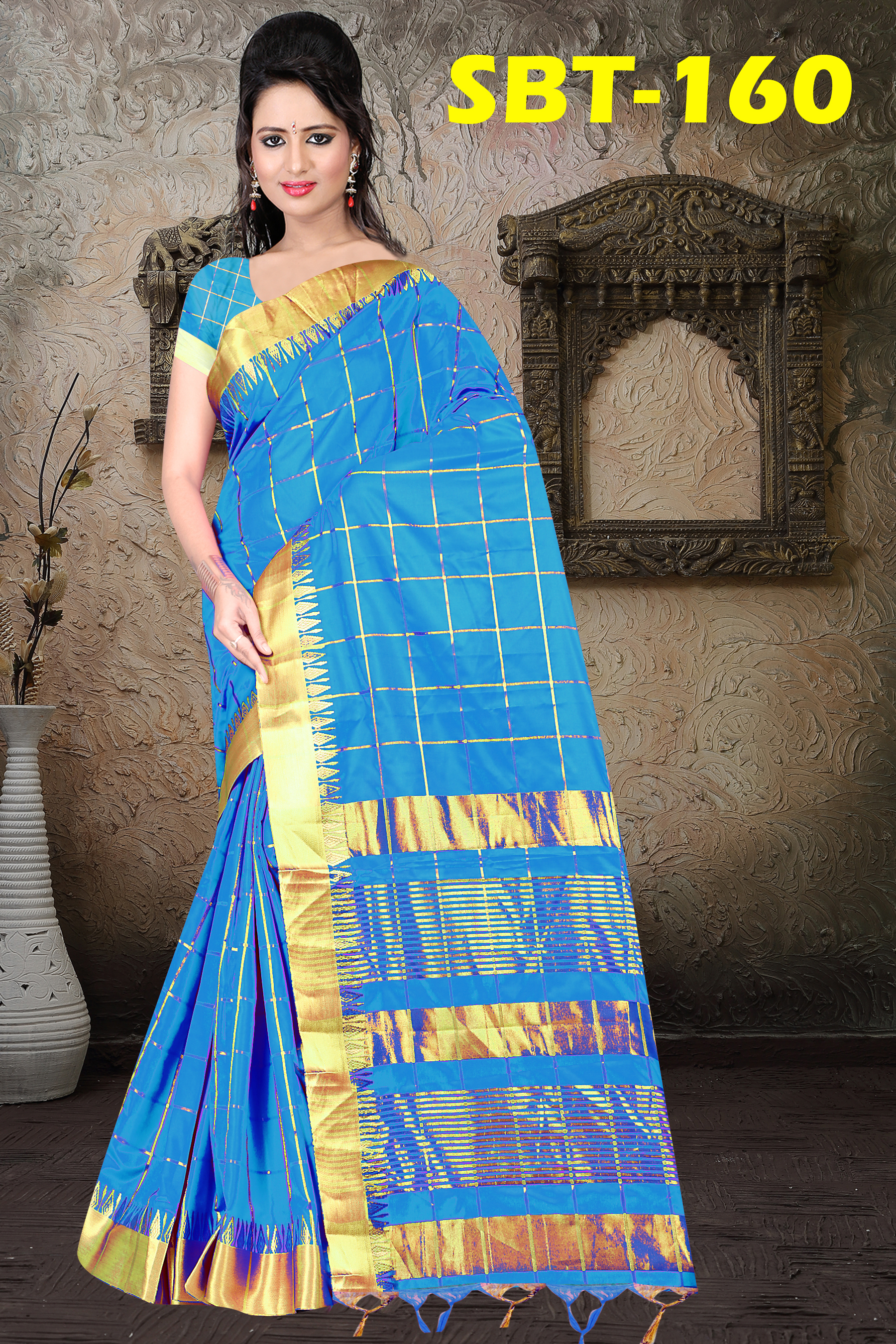 Uppada Checks Saree With Jacquard Border - Jacquard Material, 5.5 Mtr Length, Multicolor Design | Laced Closure, Checked Pattern, Elegant Thread Work
