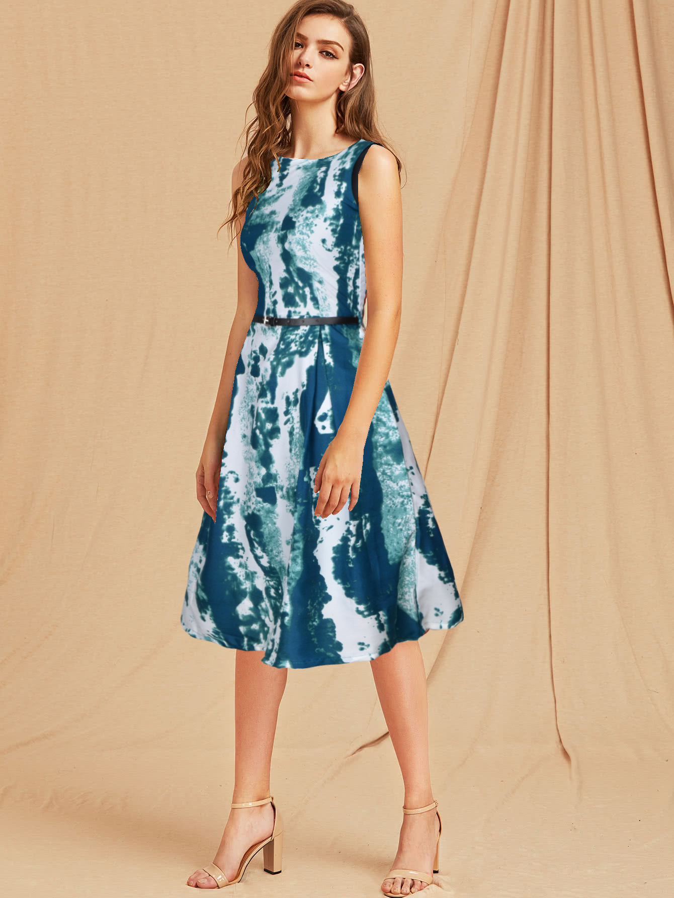Printed Frocks - Crepe Fabric, Length 39-40 Inch, Color C-green, Sizes S-xxl | Sleeveless, All-season Wear, No Fade, Washable Material