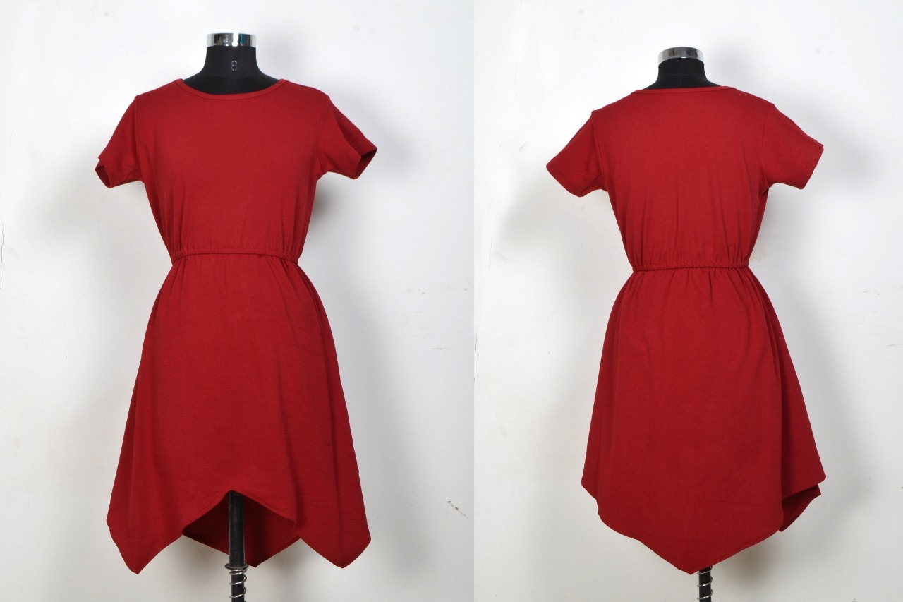 Western Dresses Design - Cotton Blend, Size S-xxl, Maroon, Casual Sleeveless Frock Suit, Washable, No Fade, Suitable For All Seasons