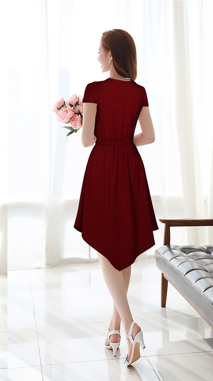 Western Dresses Design - Cotton Blend, Size S-xxl, Maroon, Casual Sleeveless Frock Suit, Washable, No Fade, Suitable For All Seasons