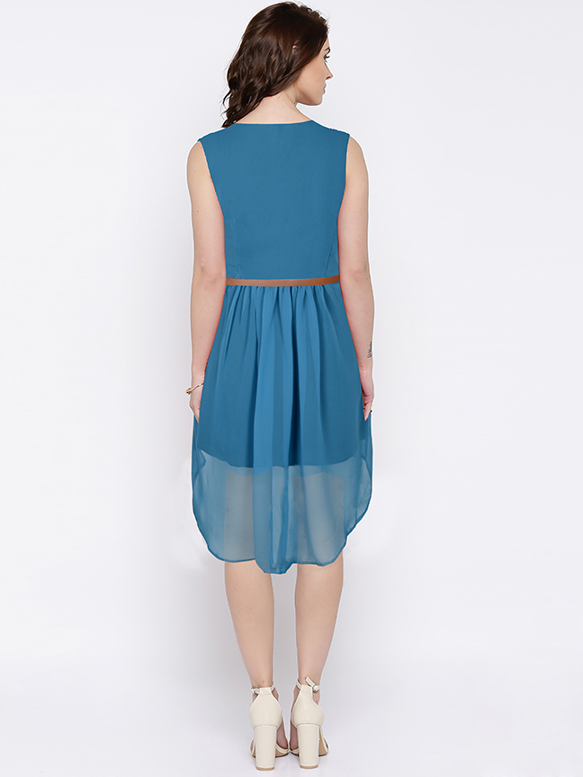 Latest One Piece - Georgette Material, Sleeveless, Front Length 33 Inch, Back Length 44 Inch, C-green Color | Casual Dress For All Season, No Fade, Plain Pattern, Available In Sizes S, M, L, Xl, Xxl