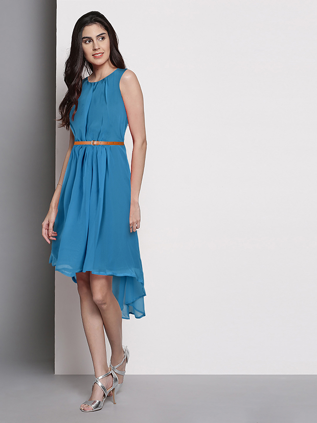 Latest One Piece - Georgette Material, Sleeveless, Front Length 33 Inch, Back Length 44 Inch, C-green Color | Casual Dress For All Season, No Fade, Plain Pattern, Available In Sizes S, M, L, Xl, Xxl