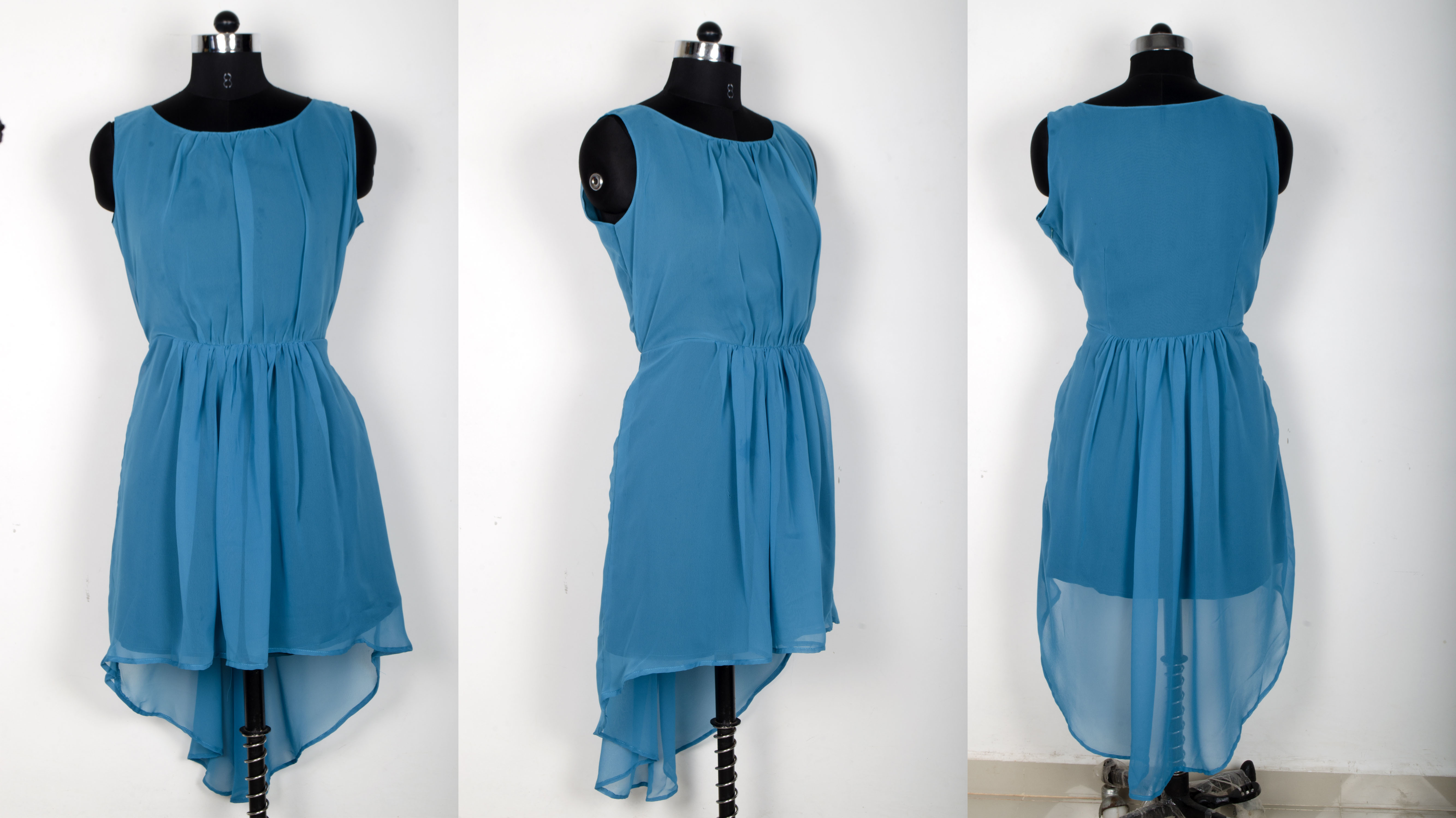 Latest One Piece - Georgette Material, Sleeveless, Front Length 33 Inch, Back Length 44 Inch, C-green Color | Casual Dress For All Season, No Fade, Plain Pattern, Available In Sizes S, M, L, Xl, Xxl
