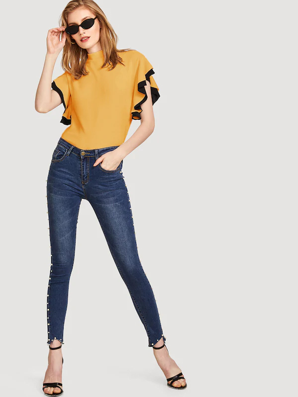 Top - Crepe, Size: M, Xl, Color: Yellow | Sleeveless, Plain Pattern, Washable, All Season Fashion For College Girls