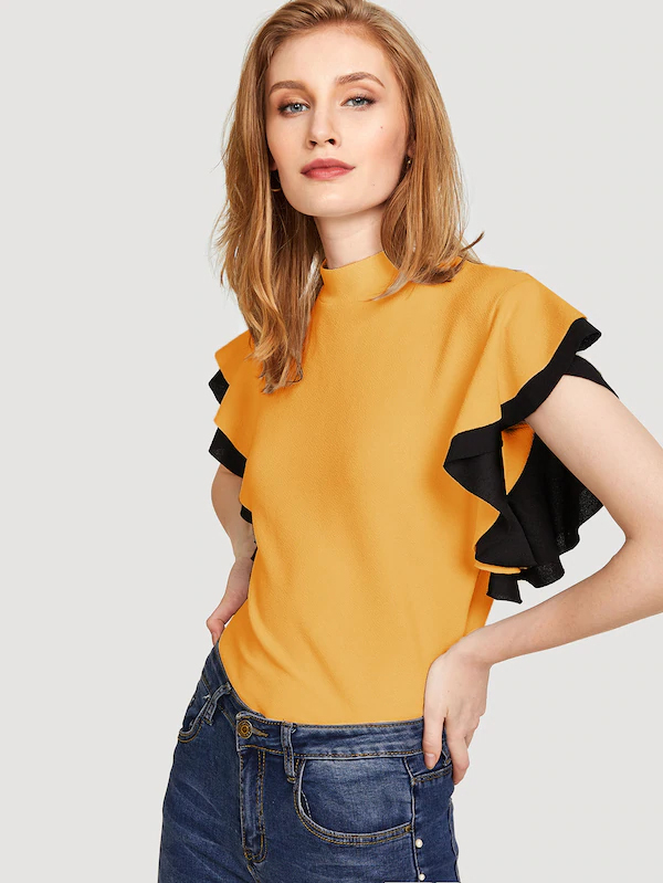 Top - Crepe, Size: M, Xl, Color: Yellow | Sleeveless, Plain Pattern, Washable, All Season Fashion For College Girls