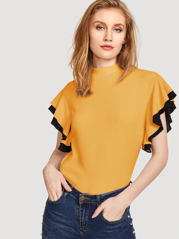 Top - Crepe, Size: M, Xl, Color: Yellow | Sleeveless, Plain Pattern, Washable, All Season Fashion For College Girls
