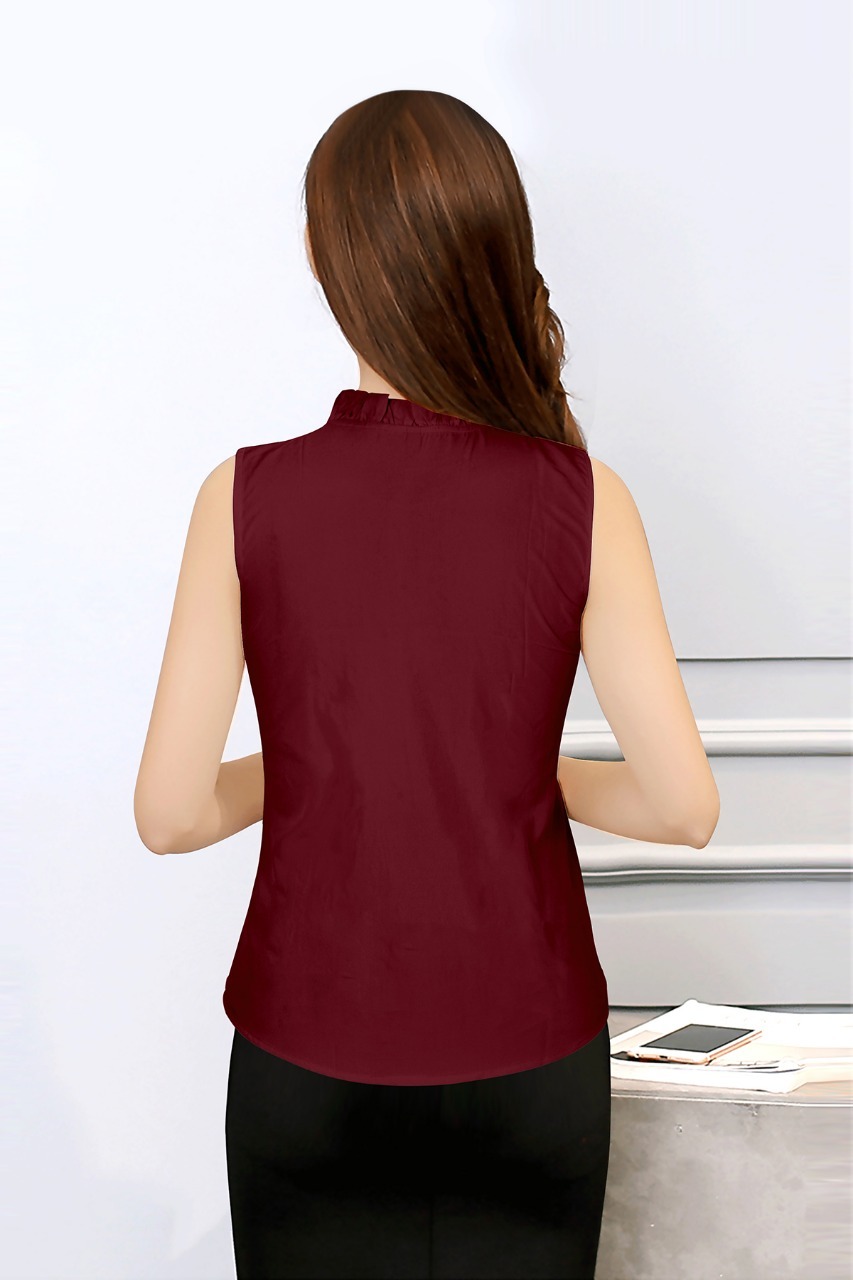 Girl Printed Top - Crepe Material, Sizes S-l, Maroon Color, Short Sleeve, Casual Style | Easy To Wash, All-season Comfort, Plain Pattern