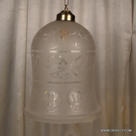White Frosted Cut Glass Wall Hanging Lamp