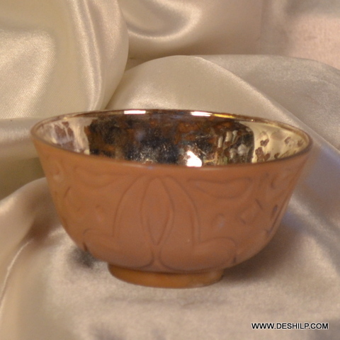 Round Colorful Glass Silver Bowls