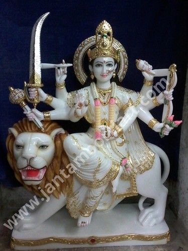 White Lord Maa Durga Statue