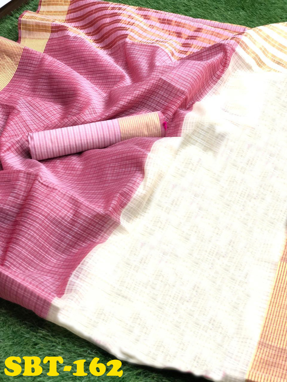 Fancy Saree - Monika Checks, 5.5 Mtr Length, Multicolour Striped Design With Zari Work